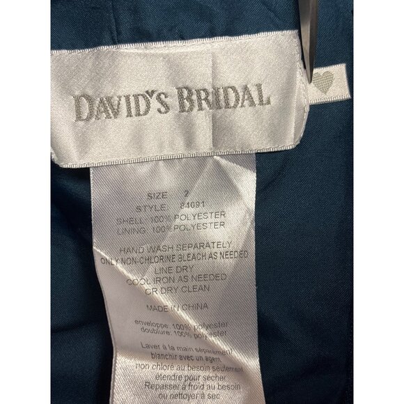 Davids Bridal Strapless Teal Short Bubble Hem Dress Size 14 - Picture 4 of 5